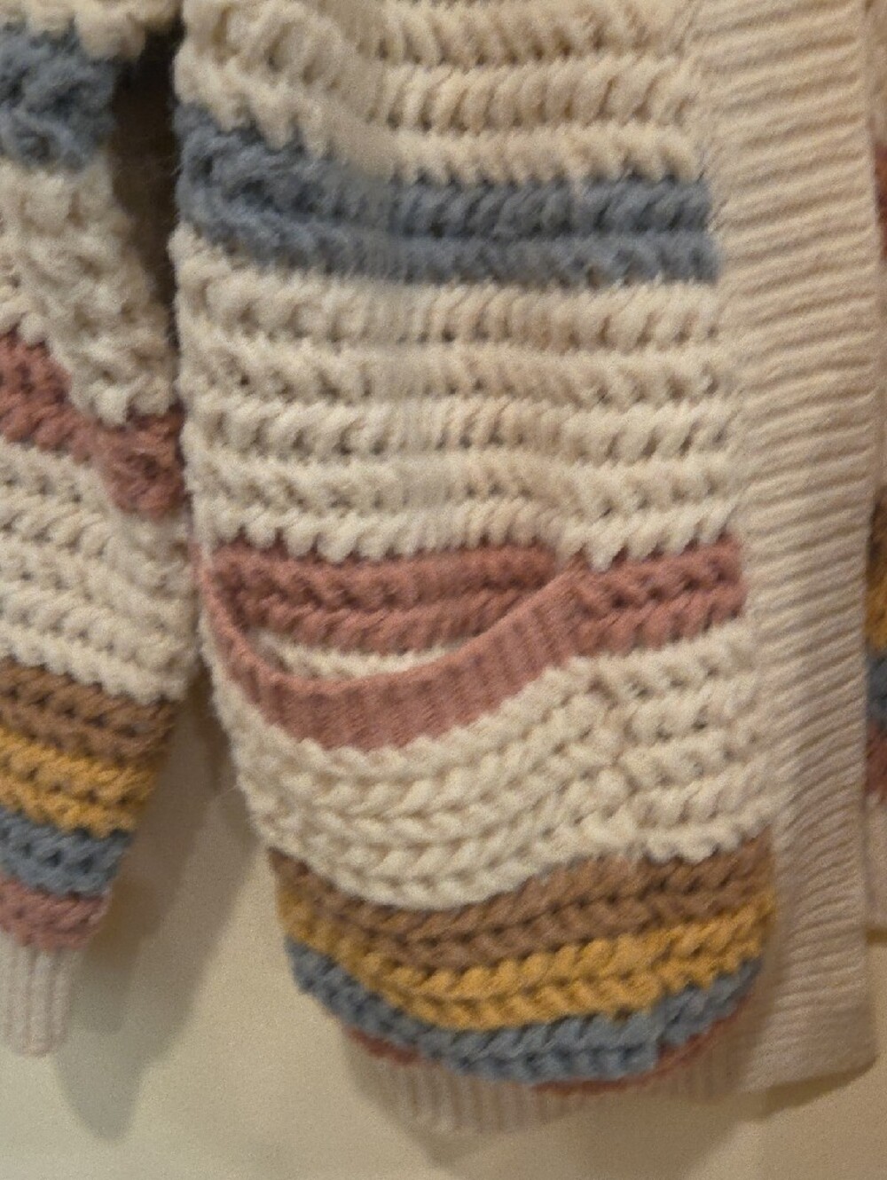 Altar'd State Cream Open-Front Striped Chunky Cardigan - Picture 2 of 10